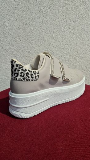 994 Çift Bantlı Kalın Taban Kadın Spor Ayakkabı  GRİ LEOPAR resmi