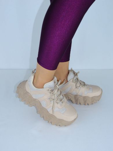 996 Zik Zak Taban Günlük Kadın Spor Ayakkabı  NUDE resmi