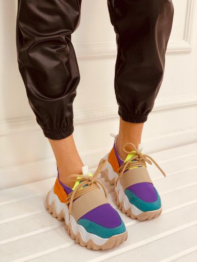 409 Mix Color 6Cm Kalın Taban Kadın Sneakers Günlü  MİX COLOR resmi