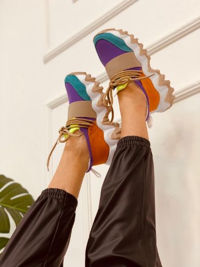 409 Mix Color 6Cm Kalın Taban Kadın Sneakers Günlü  MİX COLOR resmi
