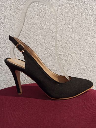 02 Arka Açık Ince Topuk 8Cm Kadın Stiletto  SİYAH resmi