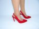 02 Arka Açık Ince Topuk 8Cm Kadın Stiletto  Kırmızı resmi