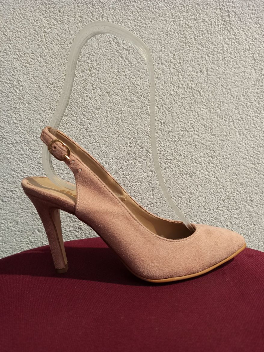 02 Arka Açık Ince Topuk 8Cm Kadın Stiletto  Pudra  resmi