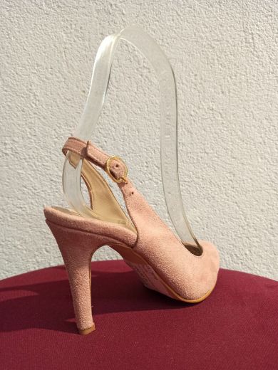 02 Arka Açık Ince Topuk 8Cm Kadın Stiletto  Pudra  resmi