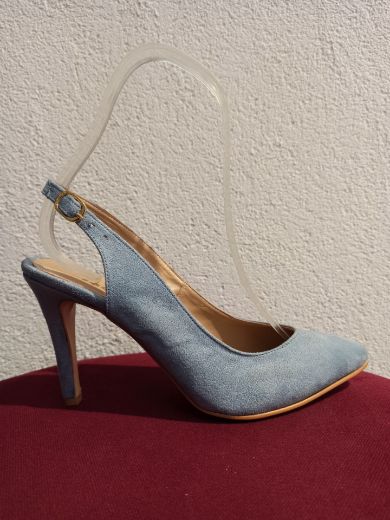 02 Arka Açık Ince Topuk 8Cm Kadın Stiletto  BEBE MAVİ resmi