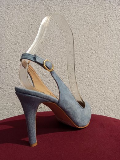 02 Arka Açık Ince Topuk 8Cm Kadın Stiletto  BEBE MAVİ resmi