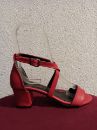 6201 5Cm Çapraz Bant Kalın Topuk Sandalet Ayakkabı  Kırmızı Deri