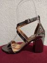 6200-K 7Cm Çapraz Bant Kalın Topuk Sandal Ayakkabı  PLATİN AYNA