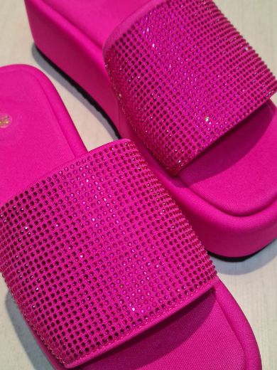 451 Taşlı Bantlı  Rahat Taban Günlük  Kadın Terlik  Pembe resmi