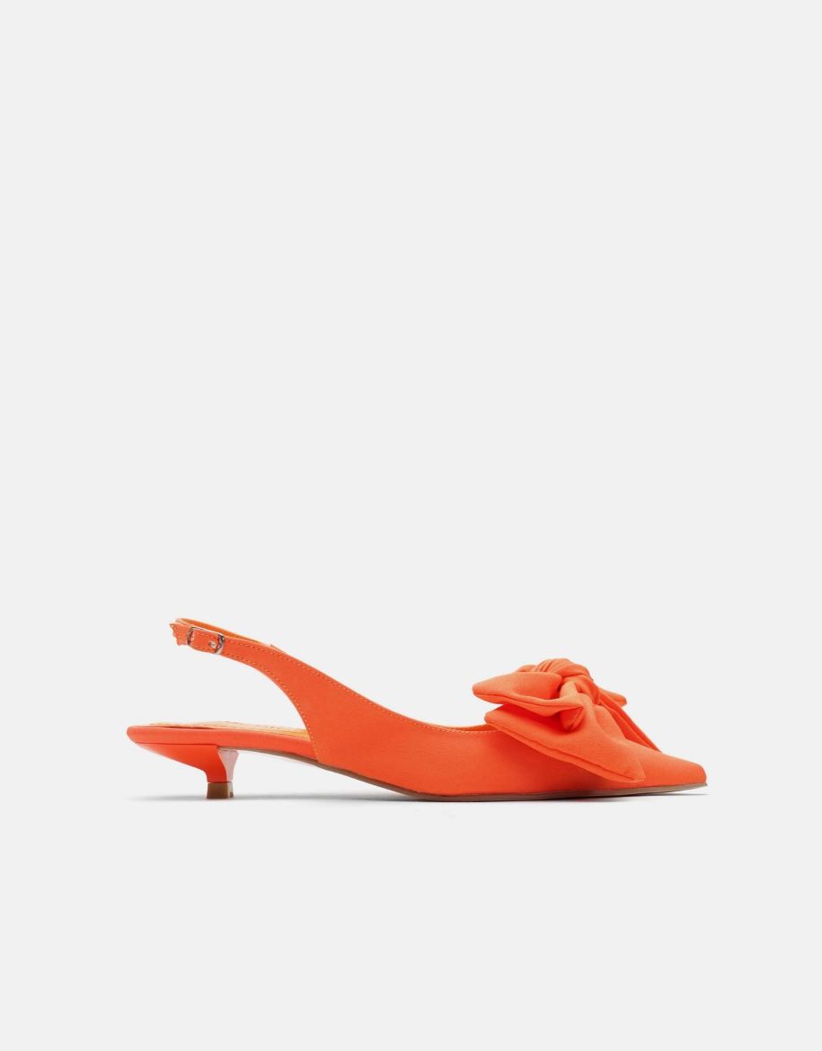 677 Minik Topuk Büyük Fiyonk Detay Kadın Ayakkabı   Orange resmi