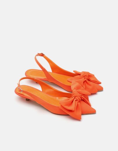 677 Minik Topuk Büyük Fiyonk Detay Kadın Ayakkabı   Orange resmi