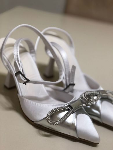 466 Fiyonk Detay Rahat Abiye Kadın Ayakkabı   Gümüş resmi