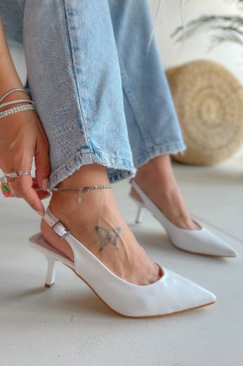 467 Zara Model Rahat Günlük Topuklu Kadın Ayakkabı  BEYAZ DERİ resmi