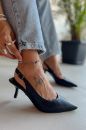 467 Zara Model Rahat Günlük Topuklu Kadın Ayakkabı  Siyah Deri