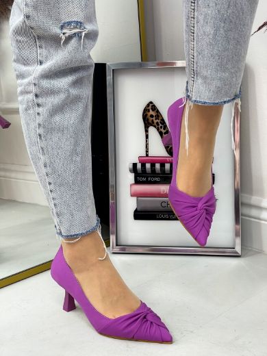 566 Kadın Stiletto Düğüm Detay Kadın Günlük Ayakka  MOR resmi