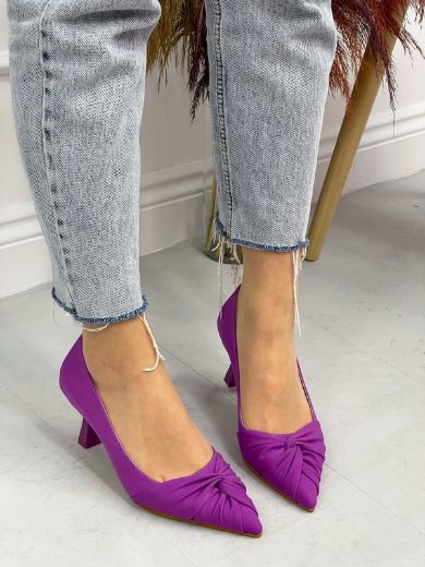 566 Kadın Stiletto Düğüm Detay Kadın Günlük Ayakka  MOR resmi