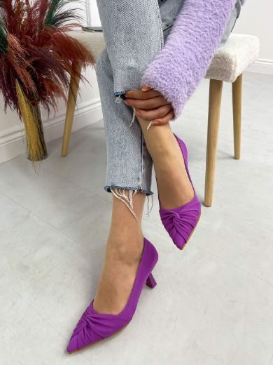 566 Kadın Stiletto Düğüm Detay Kadın Günlük Ayakka  MOR resmi