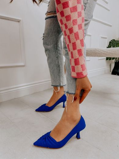 566 Kadın Stiletto Düğüm Detay Kadın Günlük Ayakka  SAKS MAVİ resmi