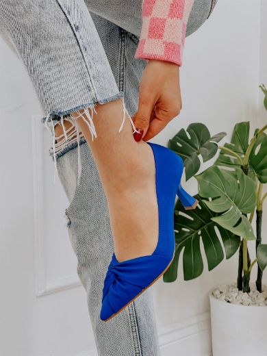 566 Kadın Stiletto Düğüm Detay Kadın Günlük Ayakka  SAKS MAVİ resmi