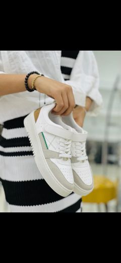 1007 Bağcık Cırt Detay Kadın Spor Sneaker Ayakkabı  TABA resmi