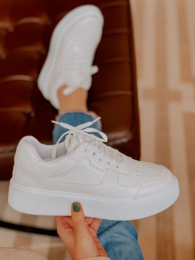 987 Sneaker 4 Cm Kalın Taban Kadın Spor Ayakkabı   BEYAZ DERİ resmi