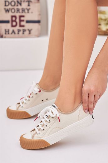 137 Convers Model Spor Günlük Kadın Sneakers Ayakk  BEJ resmi
