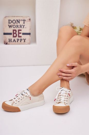 137 Convers Model Spor Günlük Kadın Sneakers Ayakk  BEJ resmi