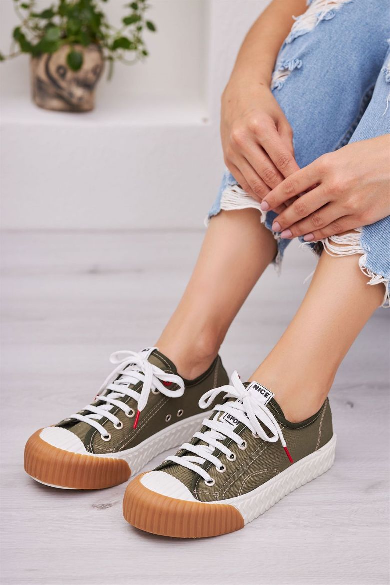 137 Convers Model Spor Günlük Kadın Sneakers Ayakk  HAKİ resmi