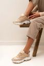229 Günlük Bağcıklı Kadın Sneakers Spor Ayakkabı  BEJ SÜET