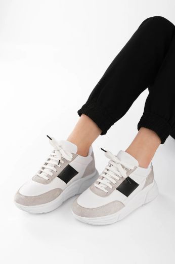 239 Sneaker 5 Cm Kalın Taban Kadın Spor Ayakkabı   GRİ-SİYAH resmi