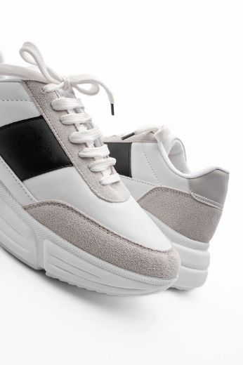 239 Sneaker 5 Cm Kalın Taban Kadın Spor Ayakkabı   GRİ-SİYAH resmi