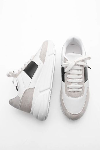 239 Sneaker 5 Cm Kalın Taban Kadın Spor Ayakkabı   GRİ-SİYAH resmi