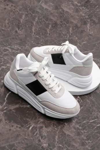 239 Sneaker 5 Cm Kalın Taban Kadın Spor Ayakkabı   GRİ-SİYAH resmi