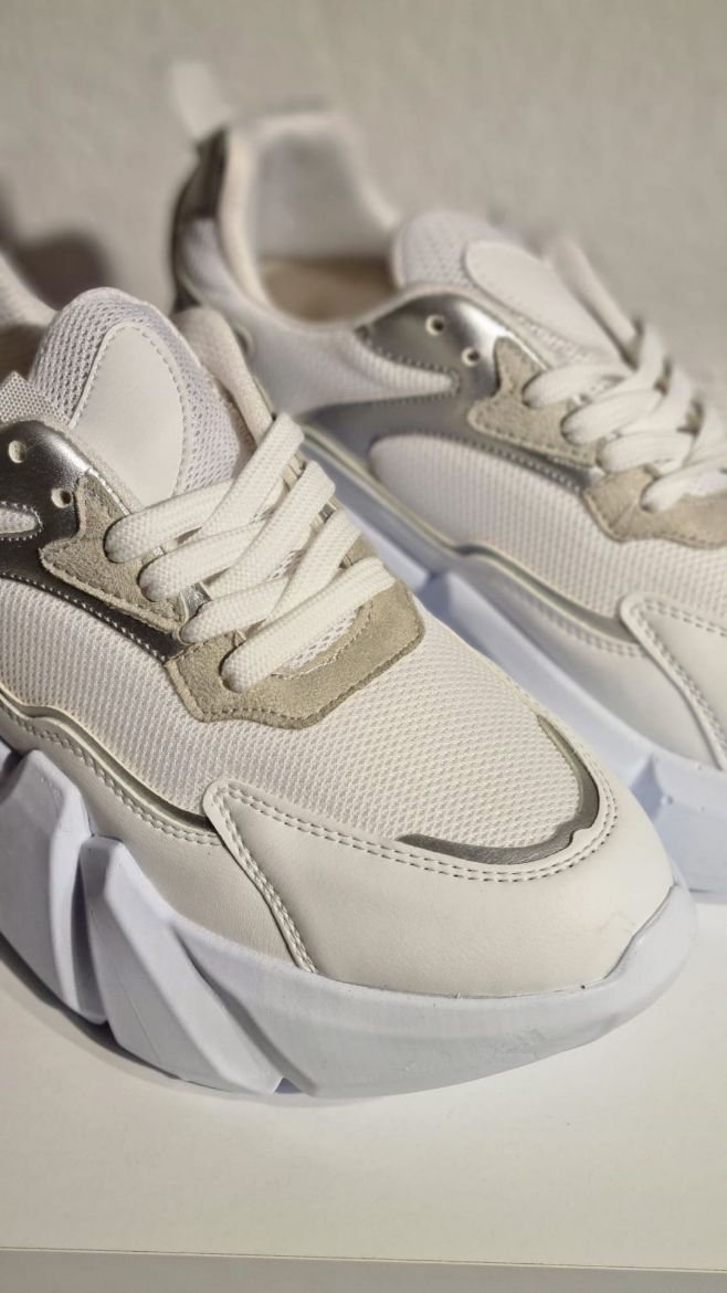 243 Ortepedik 7Cm Kalın Topuk Günlük Kadın Sneaker  BEYAZ DERİ resmi
