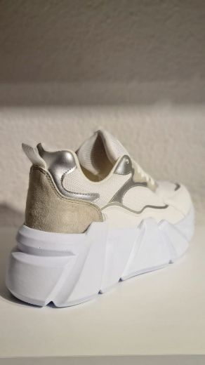 243 Ortepedik 7Cm Kalın Topuk Günlük Kadın Sneaker  BEYAZ DERİ resmi