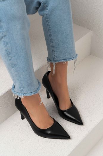 435 Kadın Stiletto 8 Cm Ince Topuk Rahat Kalıp   SİYAH resmi