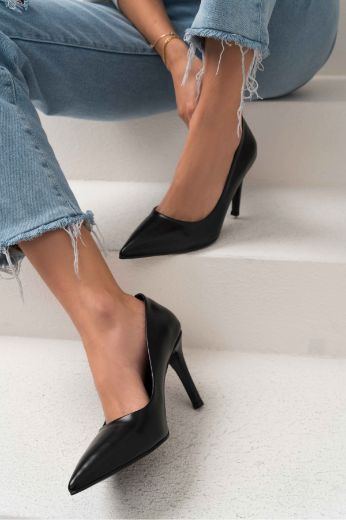 435 Kadın Stiletto 8 Cm Ince Topuk Rahat Kalıp   SİYAH resmi