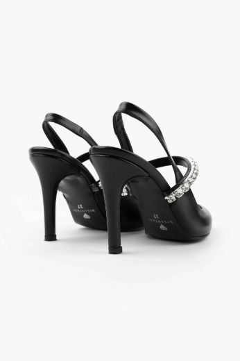 436 Arka Açık Bilek Kısım Suyolu Kadın Stiletto  SİYAH resmi