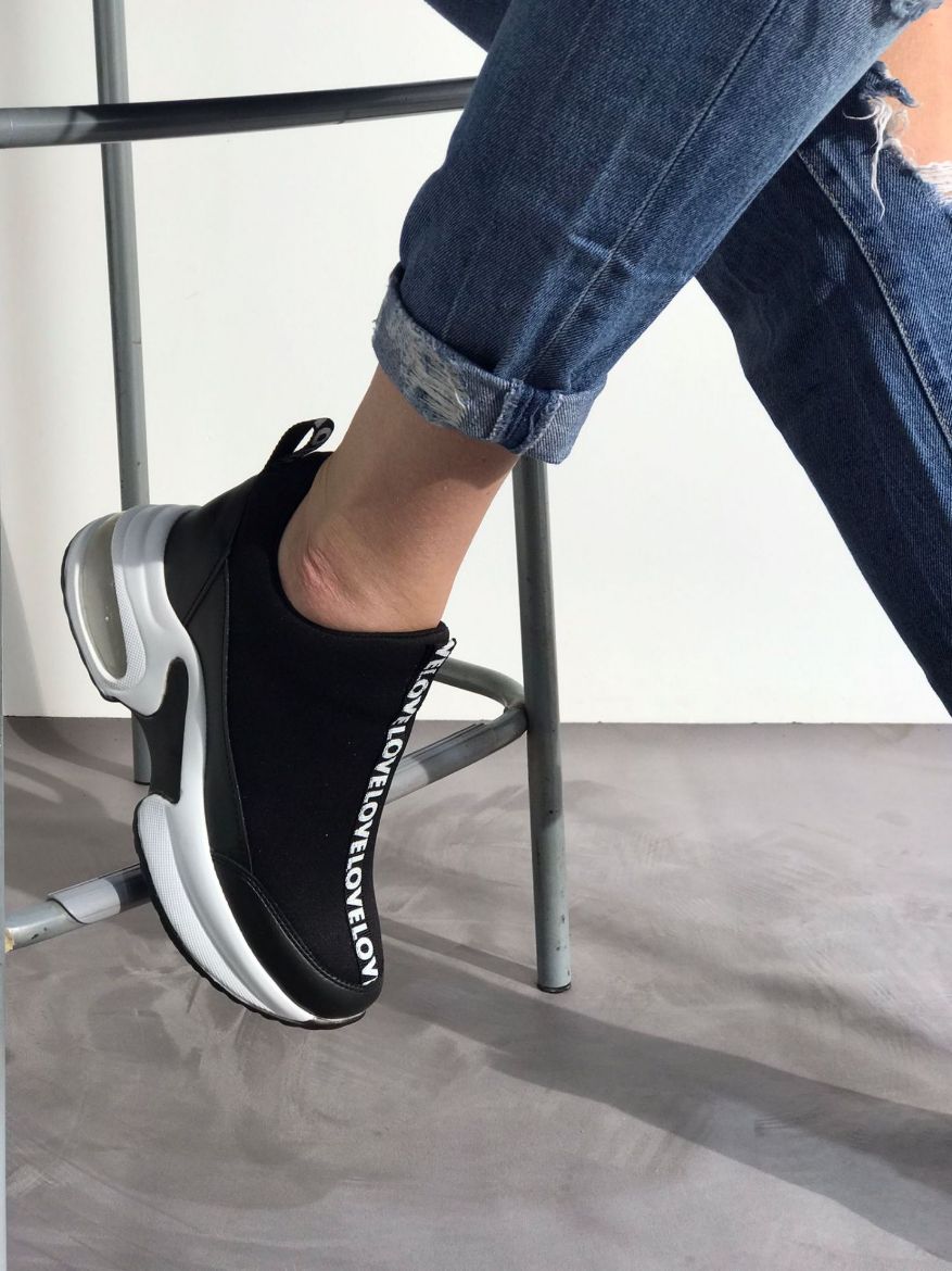 993 Içten 8 Cm Gizli Topuk Kadın Günlük Spor Ayakk  SİYAH DALGIÇ resmi