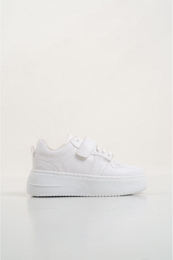 248 Cırtlı Spor Günlük Sneaker Kadın  Ayakkabı   BEYAZ DERİ resmi