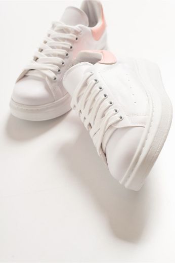 254 Mc Quenn Kadın Spor Rahat Sneaker Ayakkabı   BEYAZ-PUDRA resmi