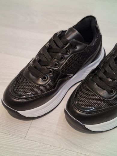 251 Taş Detay Kadın Günlük Rahat Spor Ayakkabı  Siyah Deri resmi