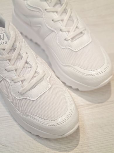 253 Kadın Günlük Rahat Spor Sneaker Ayakkabı   BEYAZ DERİ resmi