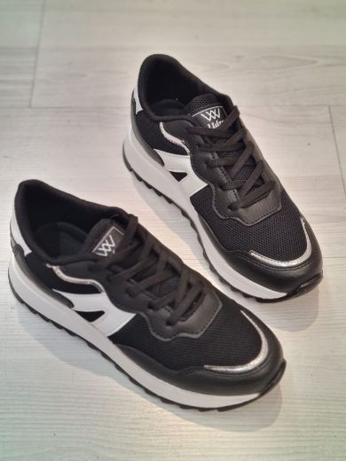 253 Kadın Günlük Rahat Spor Sneaker Ayakkabı   Siyah Deri resmi