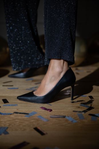 023  Günlük Rahat Kullanışlı 8 Cm Kadın Stiletto  SİYAH DERİ resmi