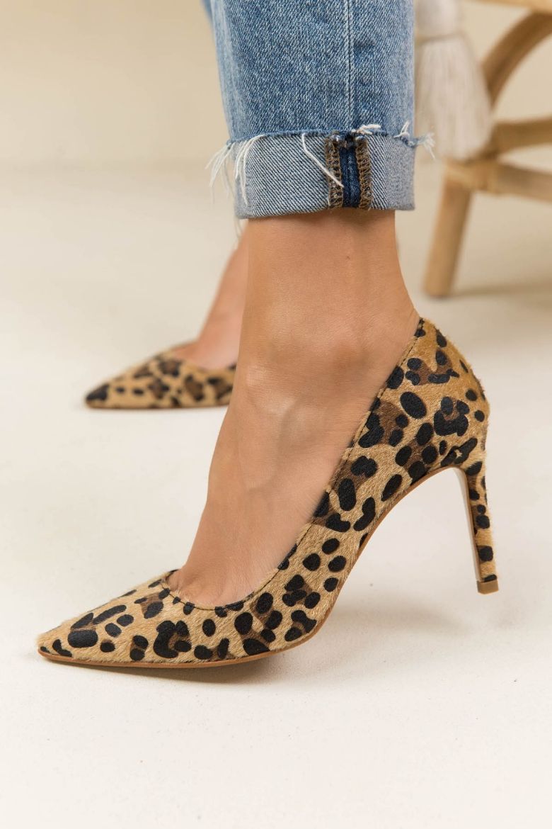 023  Günlük Rahat Kullanışlı 8 Cm Kadın Stiletto  LEOPAR resmi