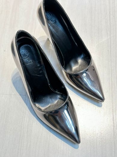 023  Günlük Rahat Kullanışlı 8 Cm Kadın Stiletto  PLATİN AYNA resmi