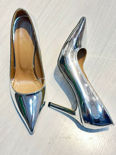 023  Günlük Rahat Kullanışlı 8 Cm Kadın Stiletto  GÜMÜŞ AYNA resmi