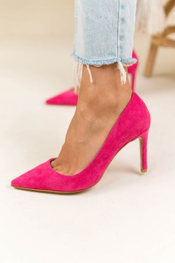 023  Günlük Rahat Kullanışlı 8 Cm Kadın Stiletto  PEMBE SÜET resmi