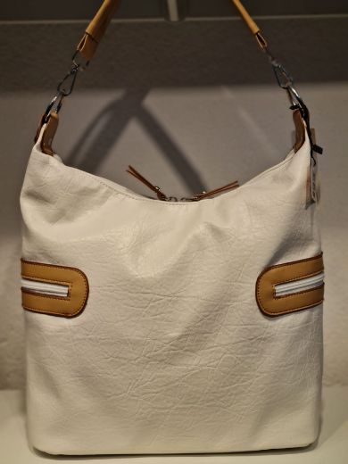 C008 Kadın Taşlı Çanta Kullanışl Çanta Omuz Çapraz  Beyaz Deri resmi